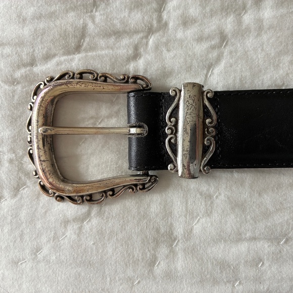 Vintage Brighton Black Leather Belt Sz M - Picture 2 of 6